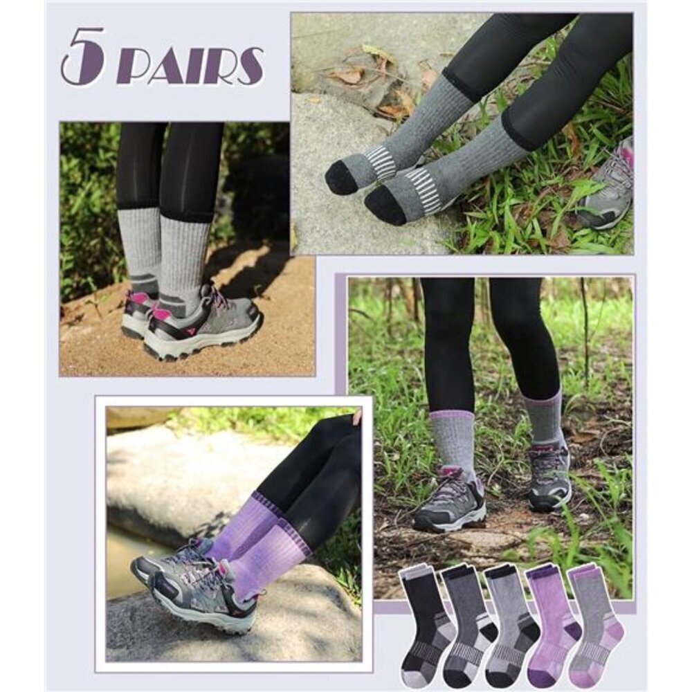 Cozy Merino Wool Crew Socks for Women - Thermal Hiking Boot Wear - Picture 5 of 7